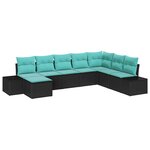 vidaXL Ensemble de canapé de jardin 8 Pièces Noir et turquoise polyrotin