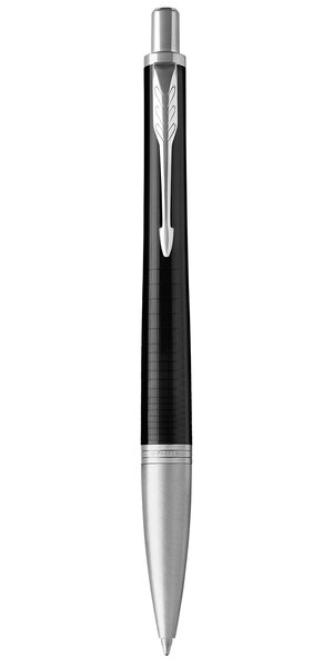 PARKER Urban Premium - Stylo-bille, métal ébène ciselé, pointe moyenne, attributs chromés, recharge bleue