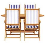 vidaXL Ensemble de Salle à Manger de Jardin 5 Pièces Bleu et Blanc en Bois Acacia