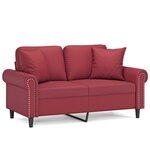 vidaXL Canapé 2 places avec oreillers bordeaux 120 cm similicuir