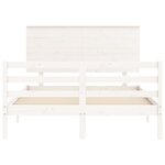 vidaXL Cadre de lit avec tête de lit blanc 140x190 cm bois massif