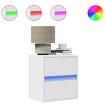 vidaXL Tables de chevet murales avec lumières LED 2 Pièces blanc