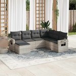vidaXL Salon de jardin avec coussins 7 Pièces gris clair résine tressée