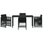 Ensemble de Salle à Manger de Jardin 5 Pièces avec Coussins Noir Poly Rattan