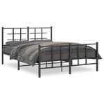 vidaXL Cadre de lit métal sans matelas avec pied de lit noir 140x200cm