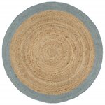 vidaXL Tapis fait à la main Jute avec bord vert olive 240 cm