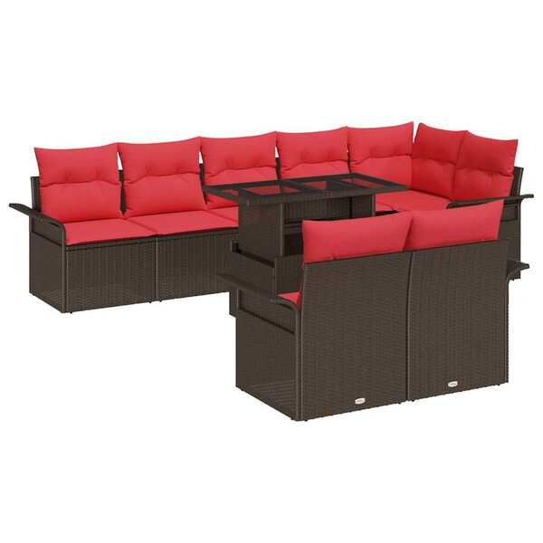 vidaXL Ensemble de canapé de jardin 9 Pièces Marron Poly Rattan