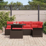 vidaXL Ensemble de canapé de jardin 6 Pièces Marron Poly Rattan