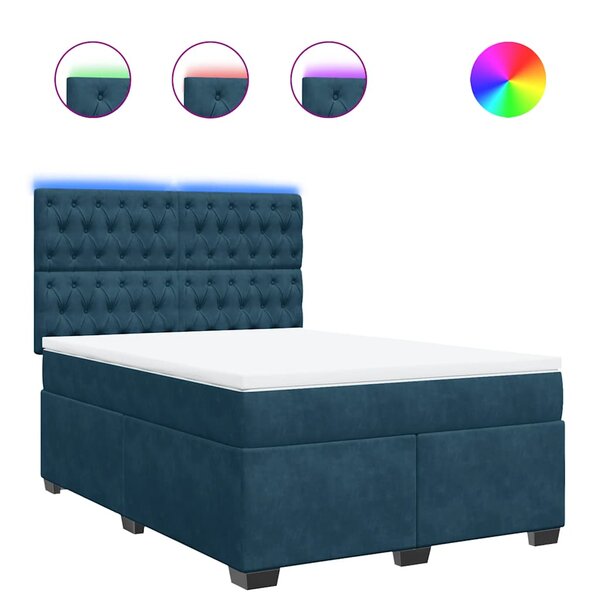 vidaXL Sommier à lattes de lit et matelas bleu 140x200 cm velours