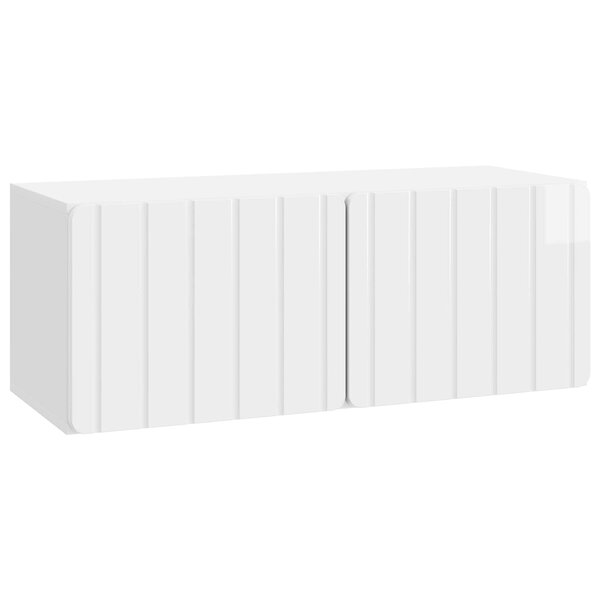 vidaXL Meuble TV mural Montage mural Blanc brillant 78 5 x 31 x 30 cm