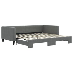 vidaXL Lit de jour avec gigogne sans matelas gris foncé 100x200 cm
