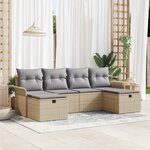 vidaXL Ensemble de canapés de jardin 6 pièces avec coussins Beige Poly Rattan