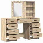 vidaXL Table de Toilette avec tiroir 3 Pièces Marron Bois d'ingénierie