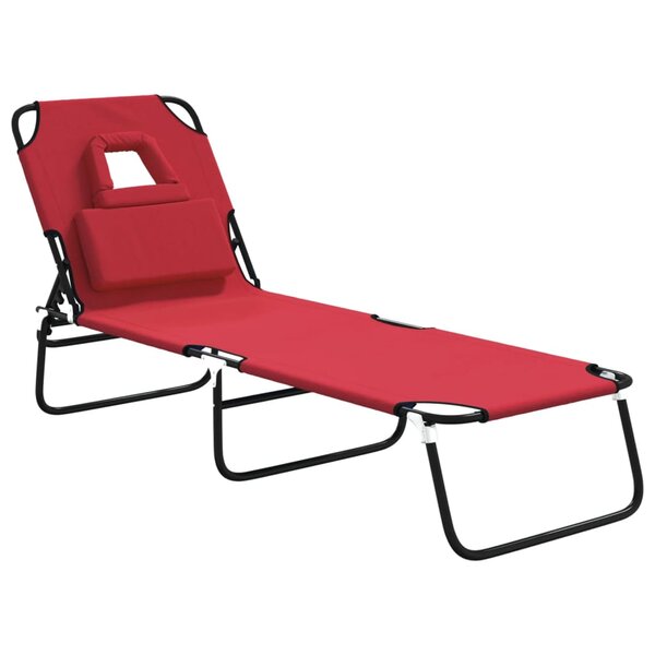 vidaXL Chaise longue pliante rouge tissu oxford acier enduit de poudre