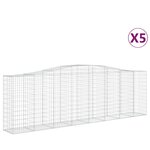 vidaXL Paniers à gabions arqués 5 Pièces 400x50x120/140 cm Fer galvanisé