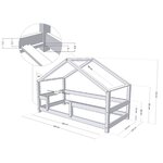 Lit cabane enfant LUCKY 120 x 200 gris clair