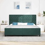 vidaXL Lit à ressorts avec tête de lit Vert foncé 200 x 200 cm Velours
