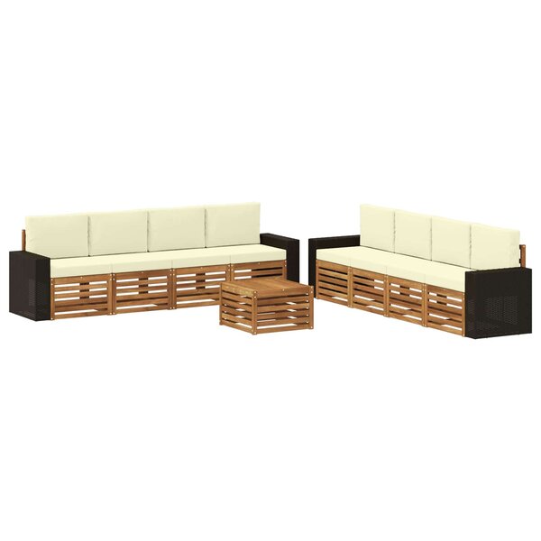 vidaXL Ensemble de canapés d'extérieur 9 pc Naturel et Crème