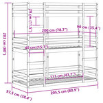 vidaXL Lit superposé triple blanc 90x200 cm bois de pin massif