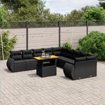 vidaXL Salon de jardin 11 Pièces avec coussins noir résine tressée