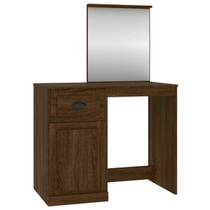 vidaXL Coiffeuse et miroir chêne marron 90x50x132 5 cm bois ingénierie