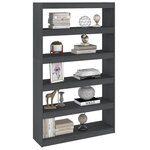 vidaXL Bibliothèque/Séparateur de pièce Gris 100x30x167 5cm Pin massif