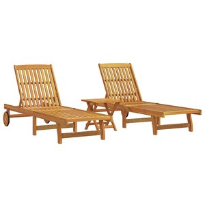 vidaXL Chaises longues lot de 2 avec table bois massif d'acacia