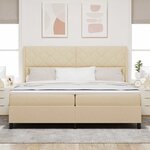 vidaXL Lit à ressort LED avec matelas Crème 200 x 200 cm tissu