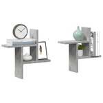 vidaXL Étagères murales 2 Pièces gris béton 38x12x38 cm bois d'ingénierie