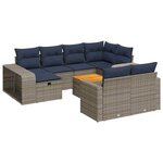 vidaXL Salon de jardin 11 Pièces avec coussins gris résine tressée