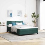 vidaXL Lit à ressort LED avec matelas Vert foncé 140 x 200 cm Velours