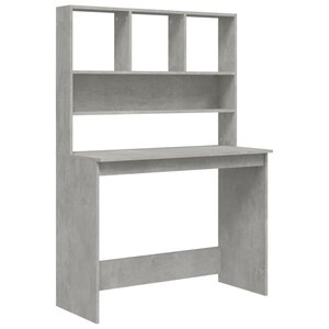 vidaXL Bureau avec étagères Gris béton 102x45x148 cm Bois d'ingénierie