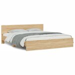 vidaXL Cadre de lit avec tête de lit et LED chêne sonoma 180x200 cm