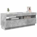 vidaXL Meuble TV avec lumières LED gris béton 100x35x40 cm