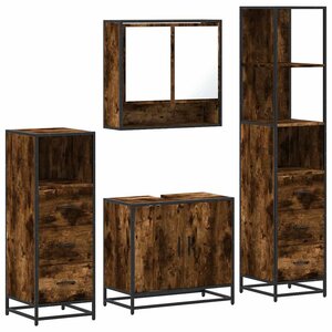 vidaXL Ensemble meubles salle de bain 4 Pièces chêne fumé bois ingénierie