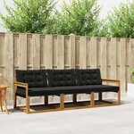 vidaXL Ensemble de canapés d'extérieur 3 pc Naturel et Noir