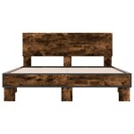 vidaXL Cadre de lit chêne fumé 135x190 cm bois d'ingénierie et métal