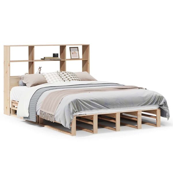 vidaXL Lit bibliothèque sans matelas 140x200 cm bois massif