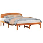 vidaXL Cadre de lit avec tête de lit Brun cire 160 x 200 cm Pin massif