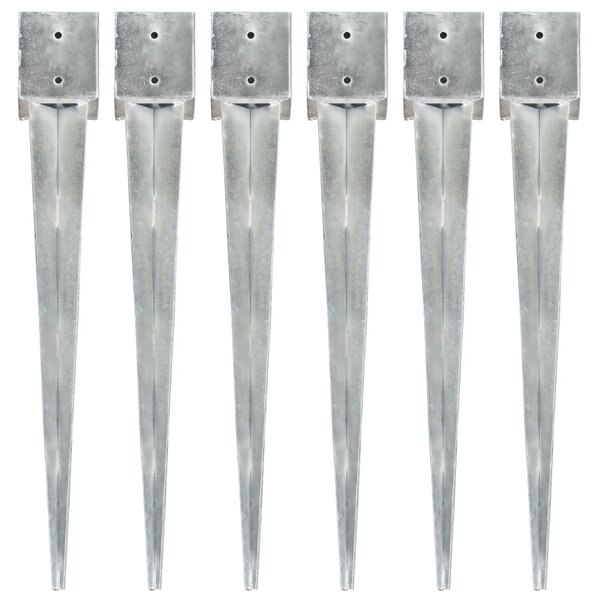 vidaXL Piquets au sol 6 Pièces Argenté 12x12x89 cm Acier galvanisé