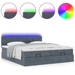 VidaXL Cadre de lit ottoman avec matelas gris foncé 180x200cm velours