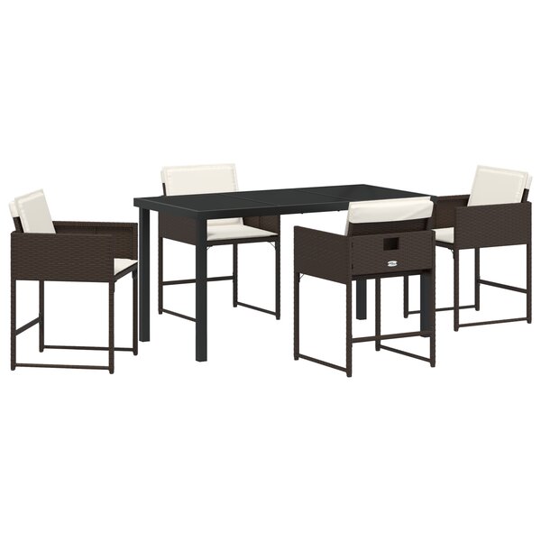 vidaXL jeu de Salle à Manger de Jardin 5 pièces avec Coussins Marron Rattan Poly
