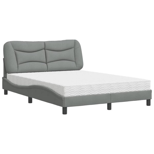 vidaXL Lit avec matelas Hvar gris clair 140x200 cm tissu