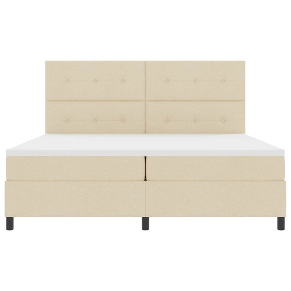 vidaXL Lit à ressorts avec matelas avec LED Crème 200 x 200 cm tissu