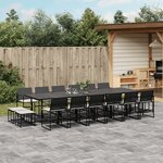 vidaXL Ensemble à manger de jardin 17 Pièces coussins noir résine tressée