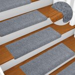 vidaXL Tapis d'escalier autocollants 30 pièces 65 x 21 x 4 cm Gris clair Bord rectangulaire