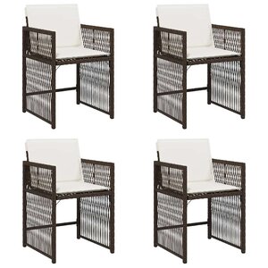 vidaXL Chaises de jardin avec coussins lot de 4 marron résine tressée