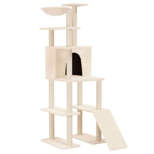 vidaXL Arbre à chat avec griffoirs en sisal Crème 166 cm