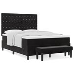 vidaXL Lit à Ressorts avec Matelas & Banc Noir 140x200 cm Velours