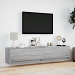 vidaXL Meuble TV mural avec LED sonoma gris 180x31x38 cm